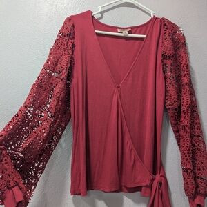 Buckle Willow & Root Asymmetrical Tie Front Blouse